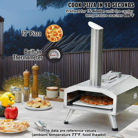 12" Outdoor Pizza Oven Portable Pellet/Gas Pizza Oven Foldable for Camping