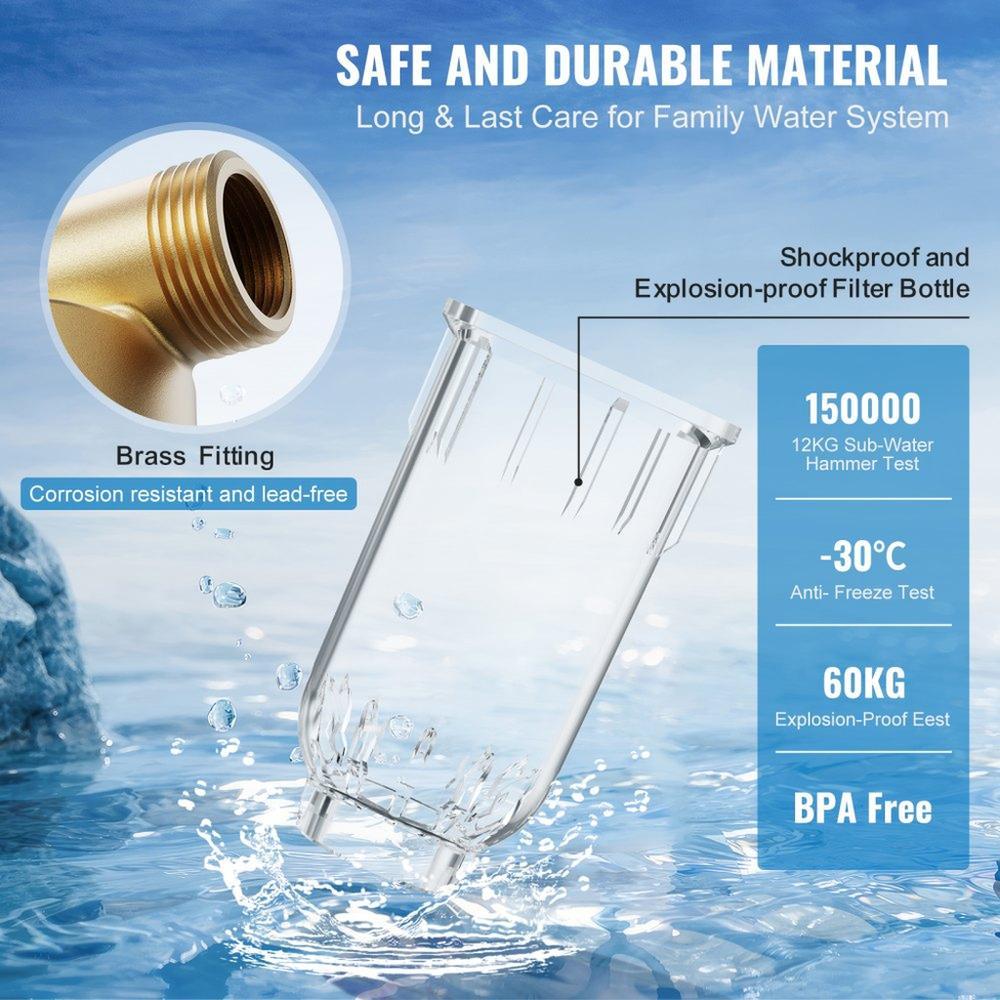 Spin Down Filter, 40 Micron Whole House Sediment Filter for Well Water, 3/4" FNPT + 1" MNPT, 4 T/H High Flow Rate, for Whole House Water Filtration Systems, Well Water Sediment Filter