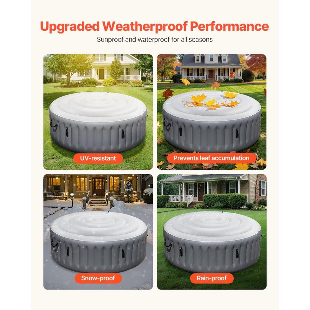 Inflatable Hot Tub Cover 4.5ft Round Lid Weatherproof and Waterproof White