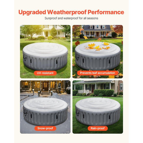Inflatable Hot Tub Cover 4.5ft Round Lid Weatherproof and Waterproof White