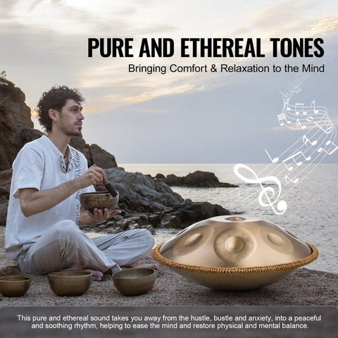 Handpan Drum 22 in 10 Notes D Minor Hand Drum Instrument with Mallet