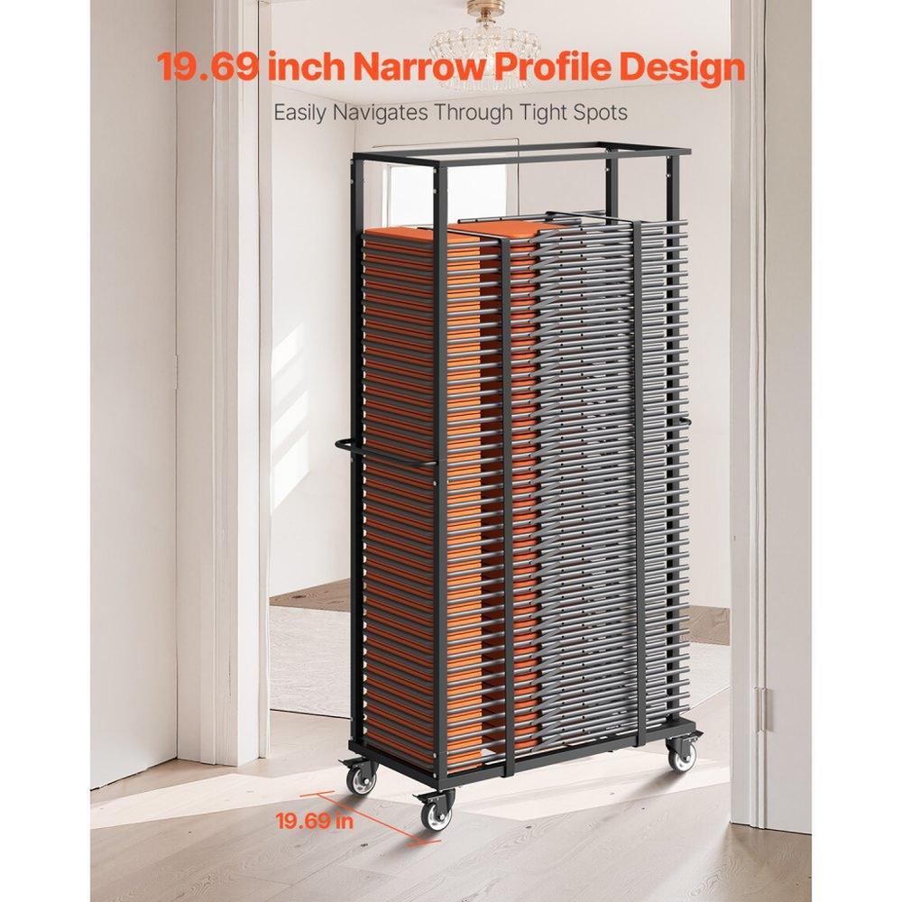 Folding Chair Rack Cart for 60 Chairs of 500LBS Casters/Locking Wheels