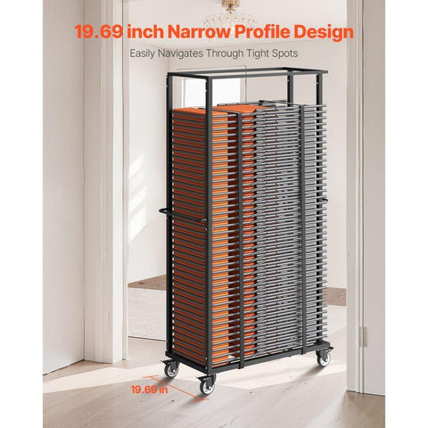 Folding Chair Rack Cart for 60 Chairs of 500LBS Casters/Locking Wheels