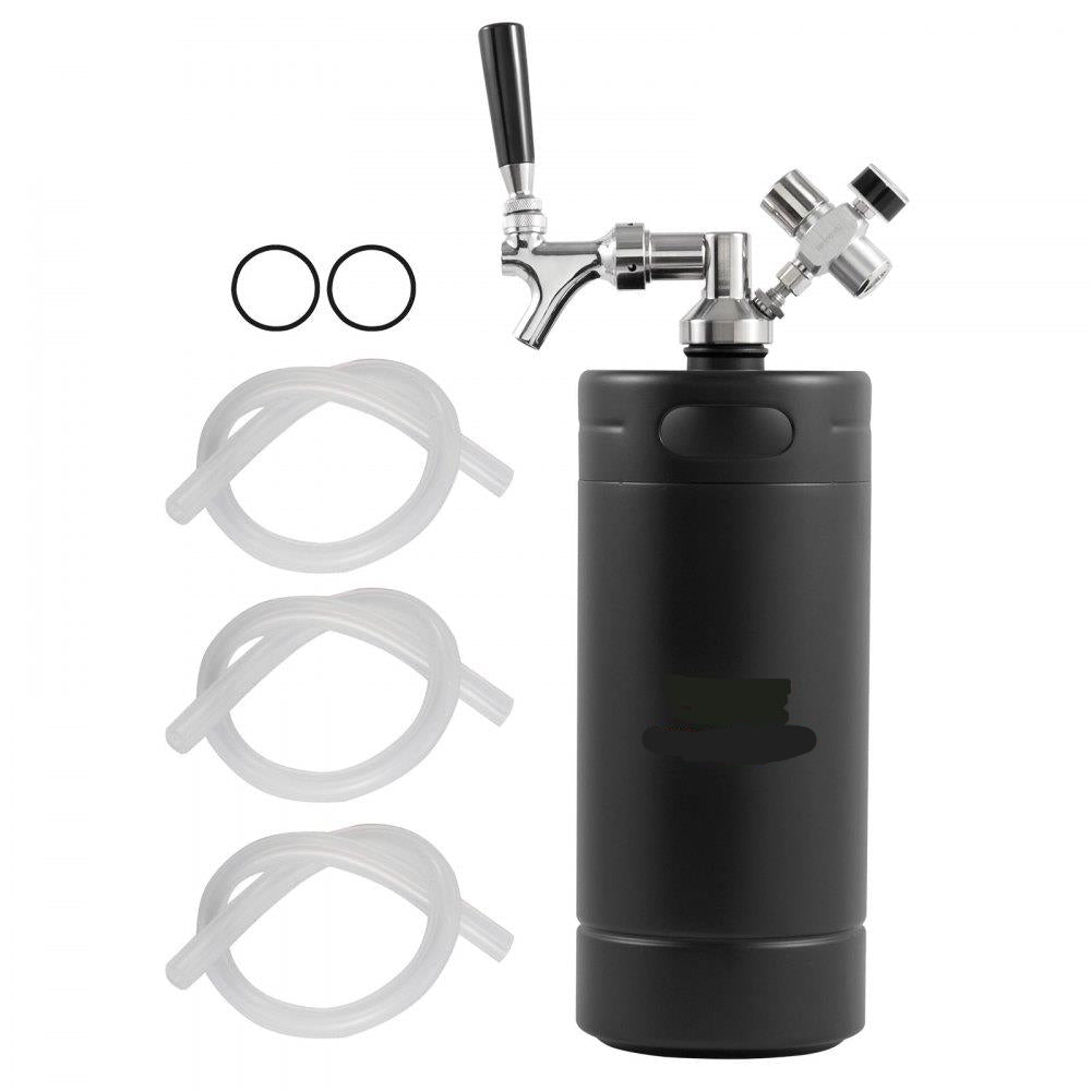 Beer Growler Tap System, 128Oz 4L Mini Keg, 304 Stainless Steel Pressurized Beer Growler, Keg Growler with Pressure Display, CO2 Regulator Faucet, Leak-Proof Ring For Draft, Homebrew, Craft Beer