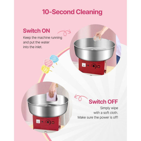 Electric Cotton Candy Machine, 1000W Commercial Candy Floss Maker with 20.5 in Stainless Steel Bowl, Sugar Scoop, and Drawer, Easy Home Use, Perfect for Kids Birthday, Family Party, Red