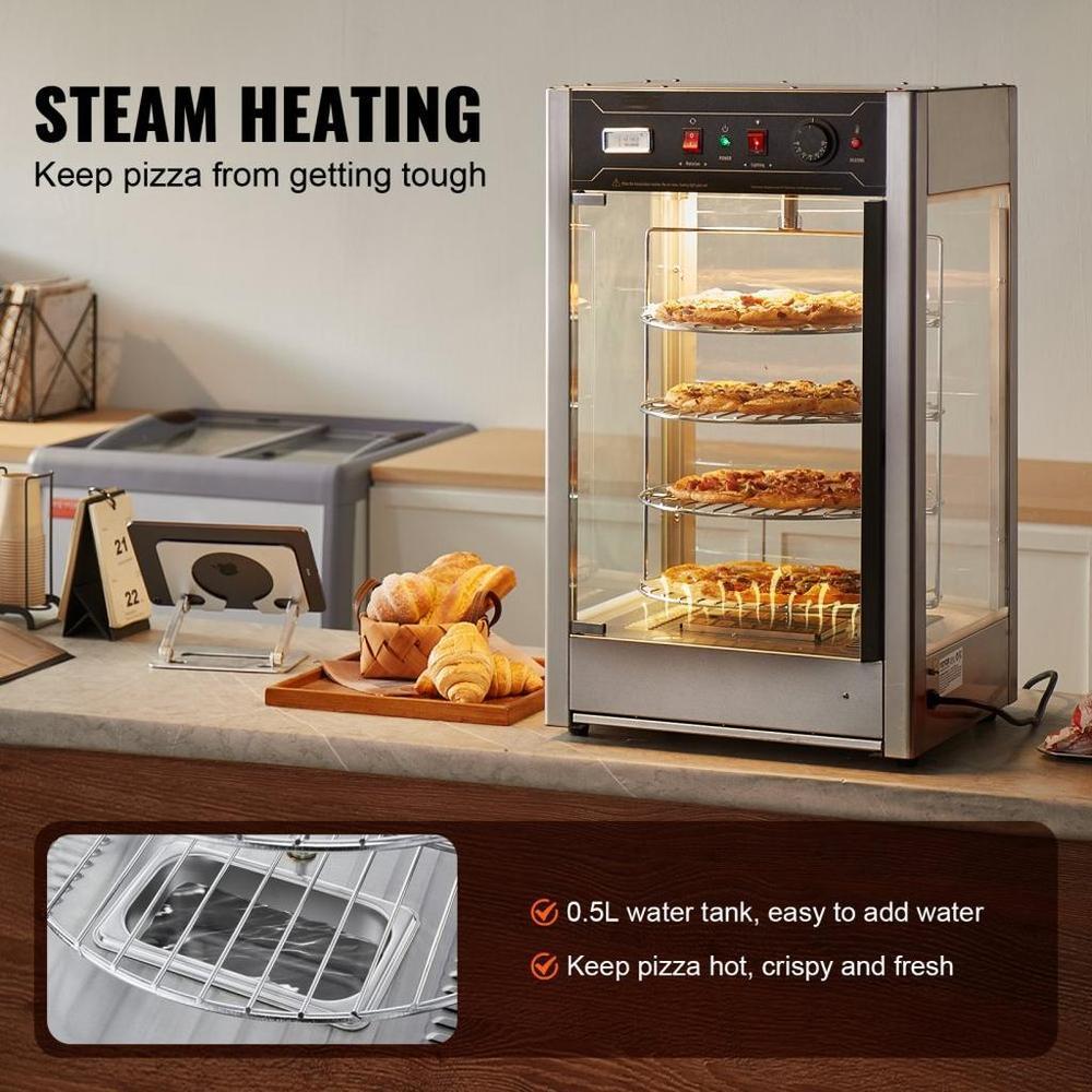 Food Warmer Display for 14" Pizza, 4-Tier Commercial Pizza Warmer Electric