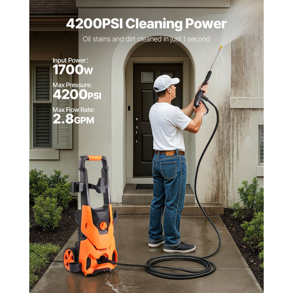 Electric Pressure Washer Max 4200 PSI 2.8 GPM with Nozzles and Foam Cannon