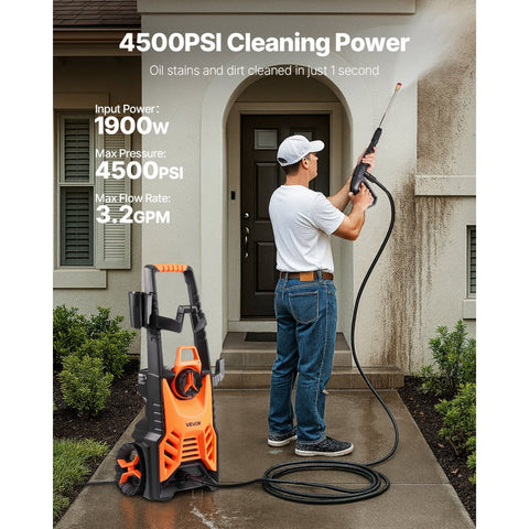 Electric Pressure Washer 4500 PSI 32 GPM with Nozzles and Foam Cannon