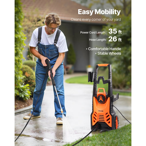 Electric Pressure Washer 4500 PSI 32 GPM with Nozzles and Foam Cannon