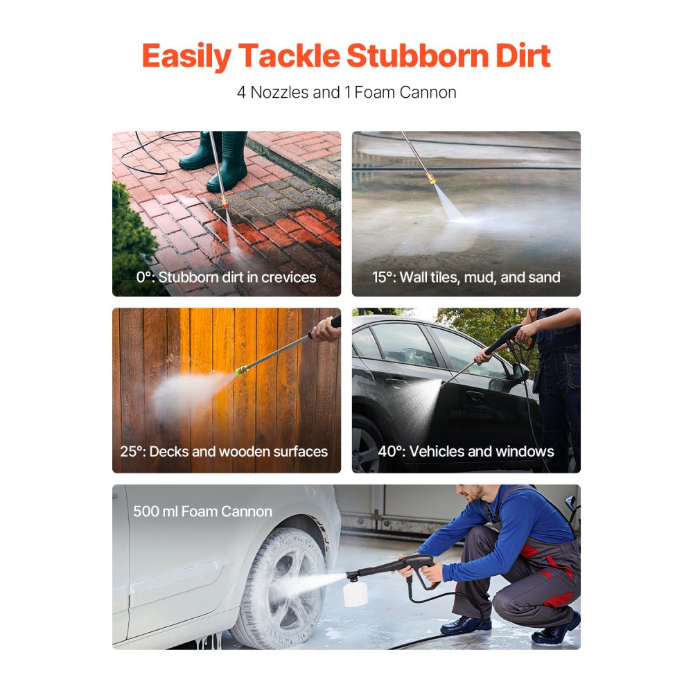 Electric Pressure Washer 4500 PSI 32 GPM with Nozzles and Foam Cannon