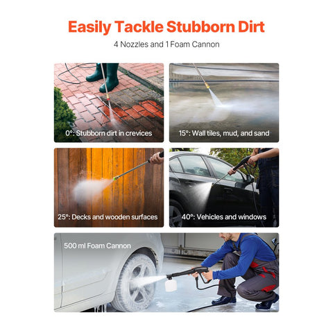 Electric Pressure Washer 4500 PSI 32 GPM with Nozzles and Foam Cannon