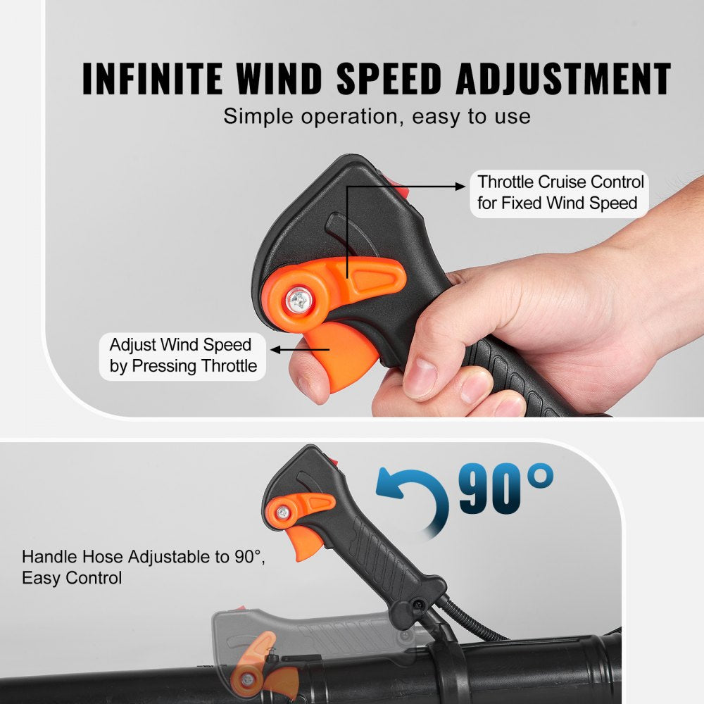 Backpack Leaf Blower 52cc 2 Cycle with 1.37L Fuel Tank 480CFM Air Volume 175MPH Speed for Lawn Care Leaf Cleaning Snow Removal