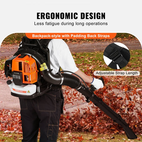 Backpack Leaf Blower 62CC 2-Cycle Gas Leaf Blower 1110CFM Air Volume