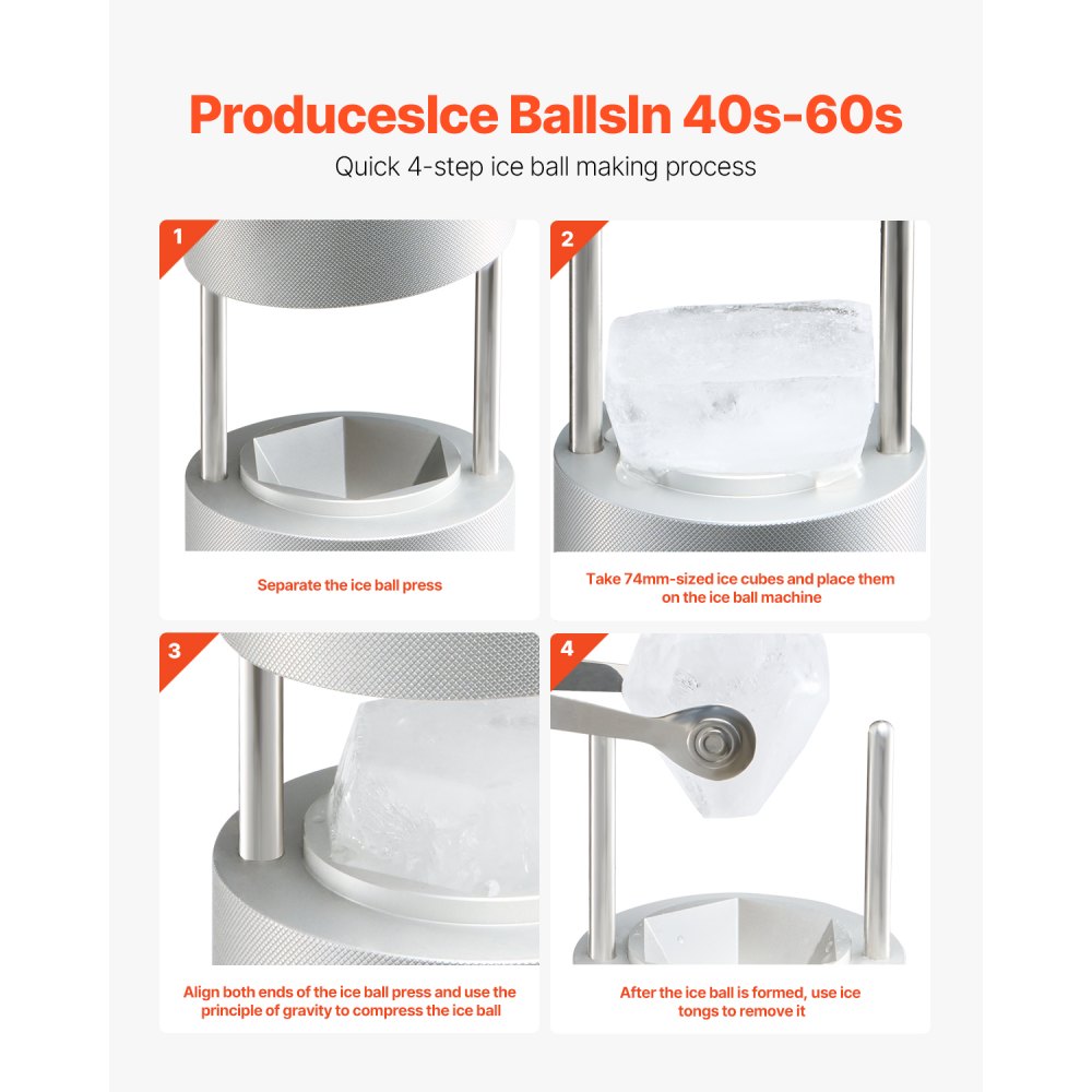 Ice Diamond Press Ice Ball Maker 2.4 Inch Diamond Ice Press Kit