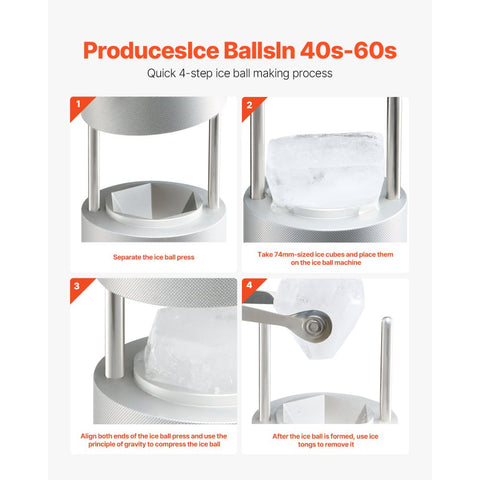Ice Diamond Press Ice Ball Maker 2.4 Inch Diamond Ice Press Kit