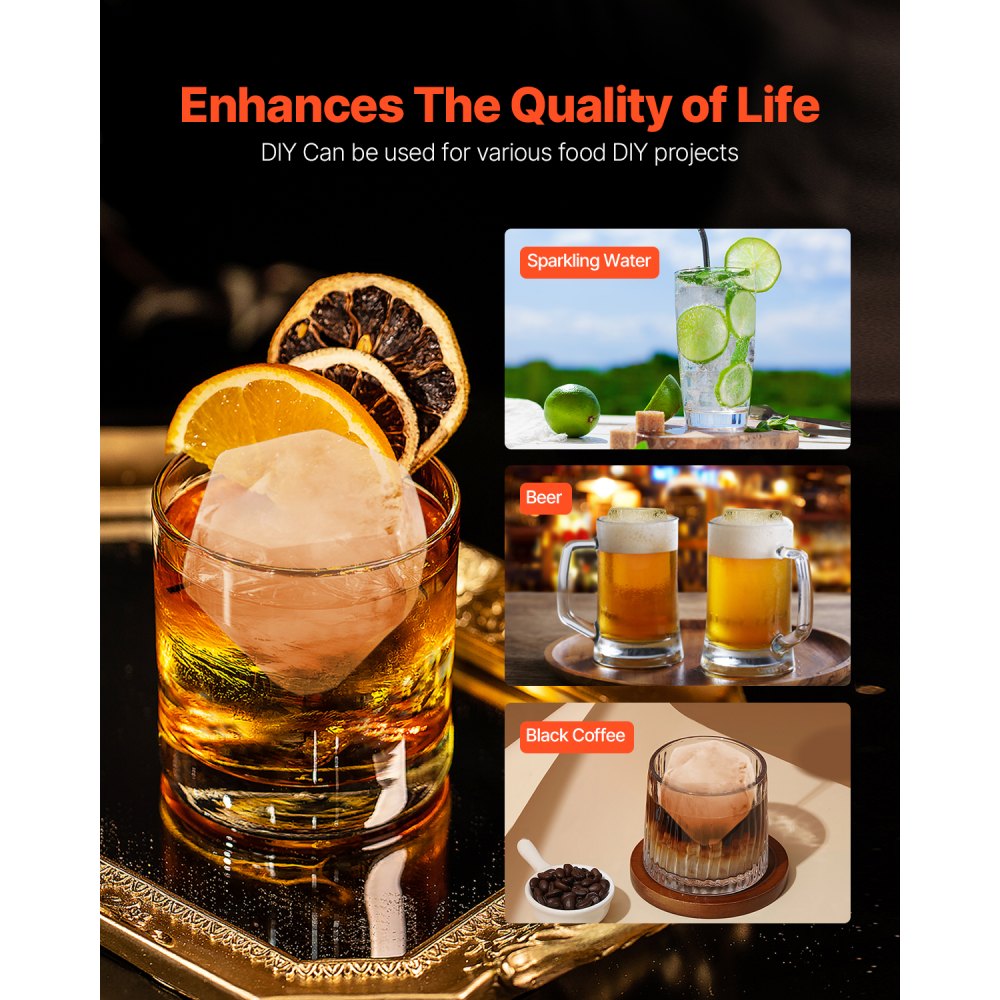 Ice Diamond Press Ice Ball Maker 2.4 Inch Diamond Ice Press Kit