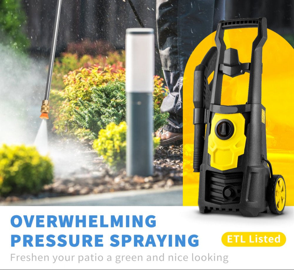 Electric Power Washer 2000 PSI 1.65 GPM with 30ft Hose Reel 5 Quick Connect Nozzles Foam Cannon Portable Pressure Washer for Patios Cars