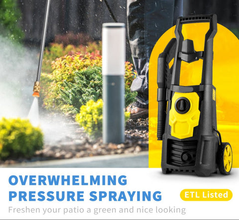 Electric Power Washer 2000 PSI 1.65 GPM with 30ft Hose Reel 5 Quick Connect Nozzles Foam Cannon Portable Pressure Washer for Patios Cars