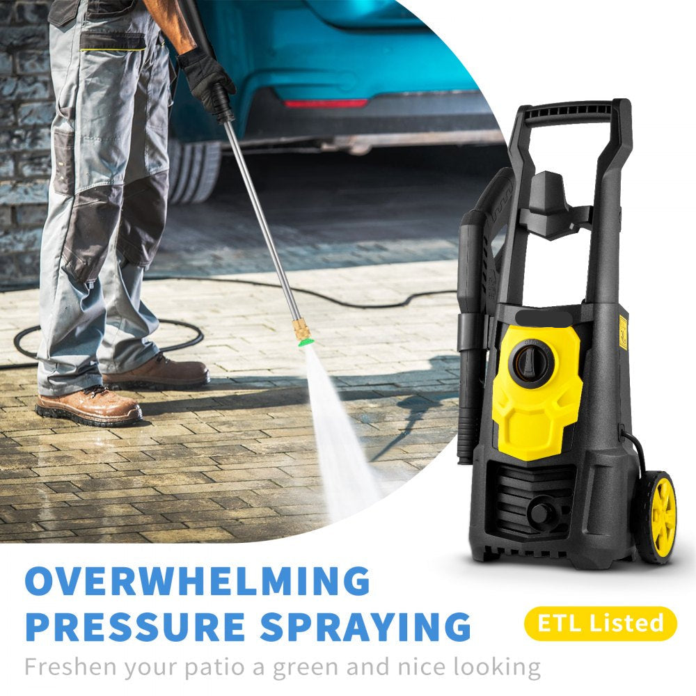 Electric Pressure Washer, 2000 PSI, Max. 1.76 GPM Power Washer w/ 30 ft Hose, 5 Quick Connect Nozzles, Foam Cannon, Portable to Clean Patios, Cars, Fences, Driveways, ETL Listed