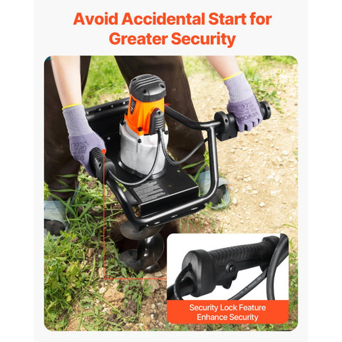Electric Post Hole Digger 1500W Powerful Motor with 5.71 Inch Auger Bit