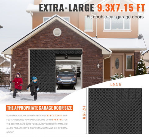 Garage Door Screen for Winter 9.28 x 7.15 ft Garage Door Insulation Kit