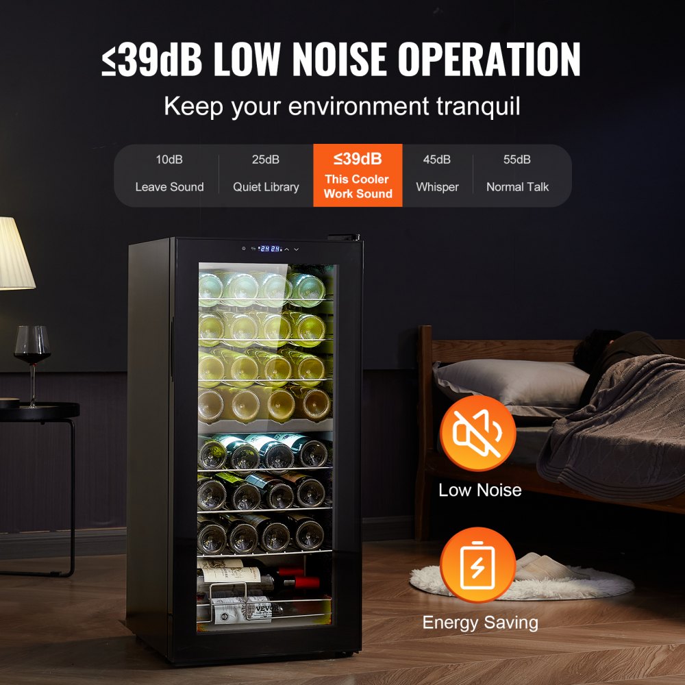 32-Bottle Wine Cooler Dual Zone Freestanding Refrigerator with LED Light