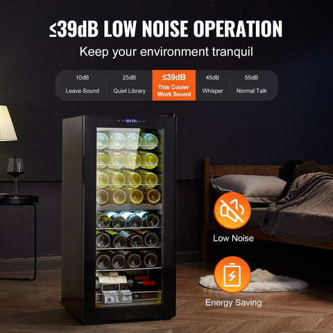 32-Bottle Wine Cooler Dual Zone Freestanding Refrigerator with LED Light