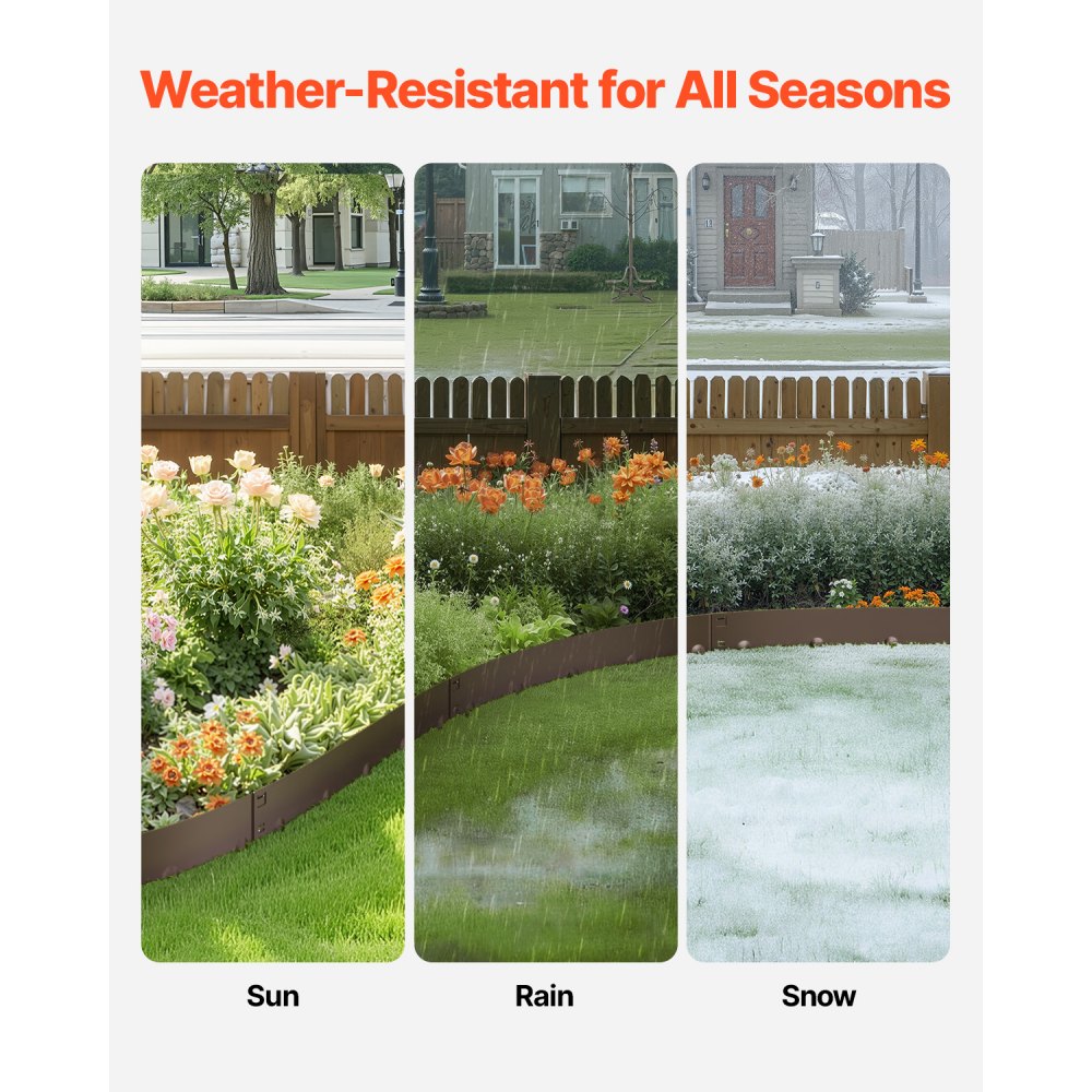 Steel Landscape Edging 5 Packs 39 x 4in Rust-Resistant Edging Border Brown