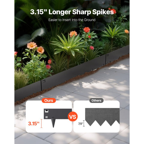 Steel Landscape Edging 5 Packs 39x4in Rust-Resistant Black Edging Border