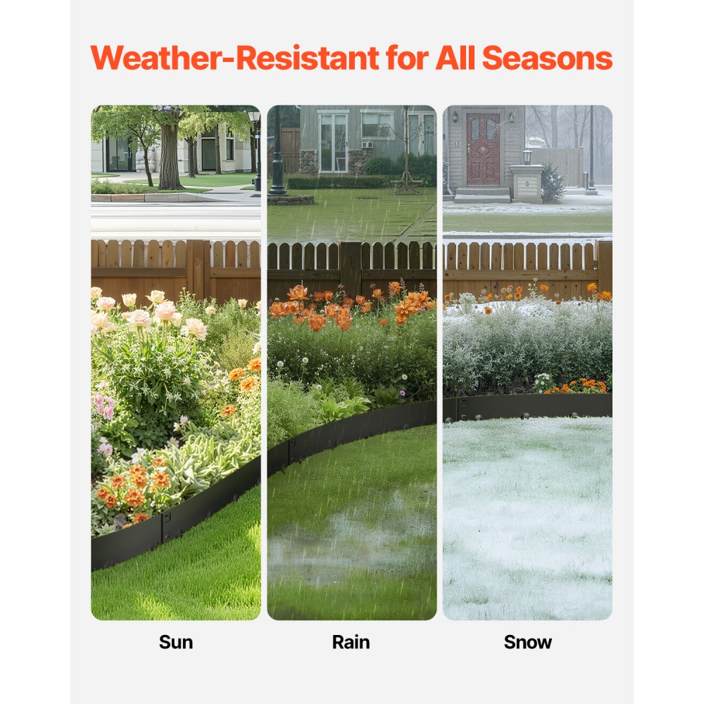 Steel Landscape Edging 5 Packs 39x4in Rust-Resistant Black Edging Border