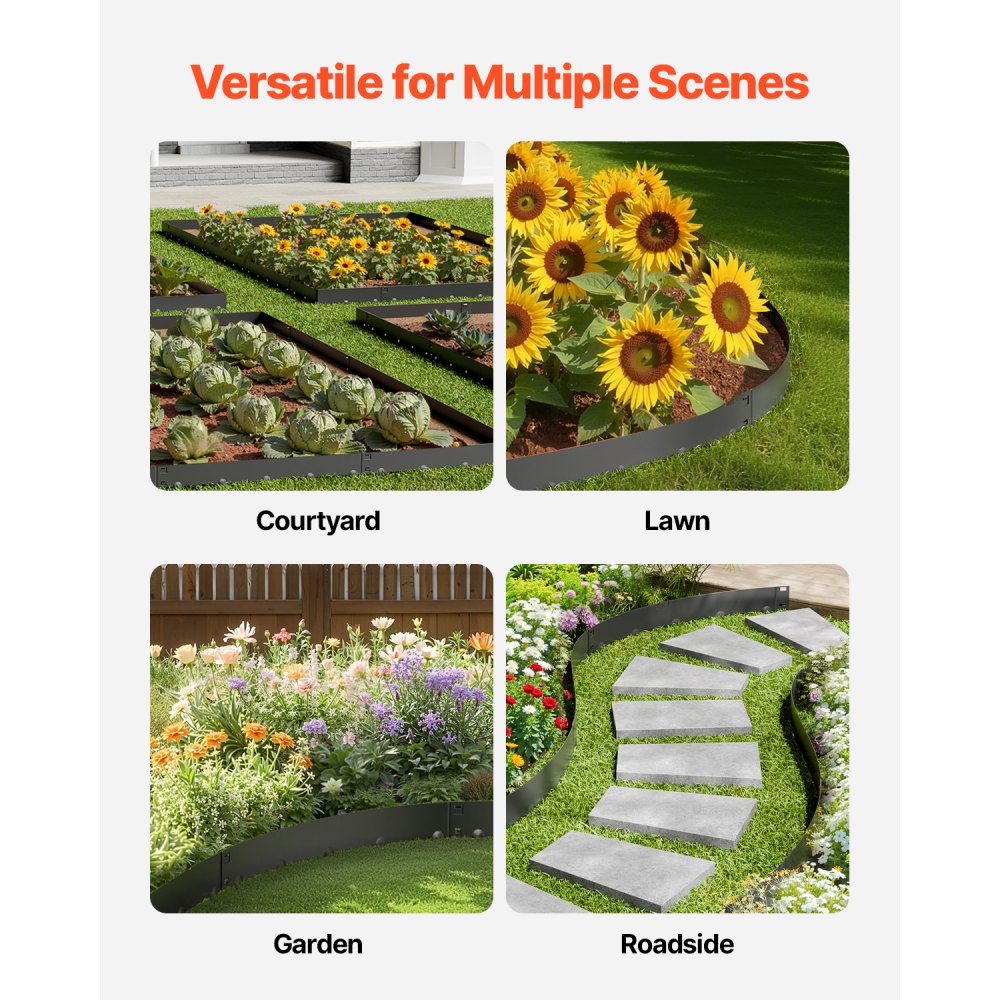 Steel Landscape Edging 5 Packs 39x4in Rust-Resistant Black Edging Border