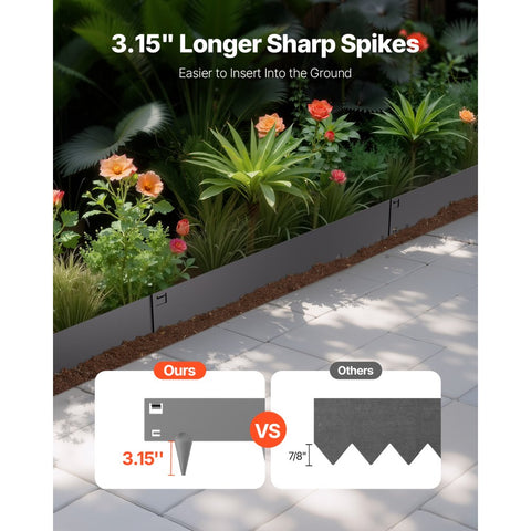 Steel Landscape Edging 5 Packs 39x4in Rust-Resistant Dark Gray Garden Border
