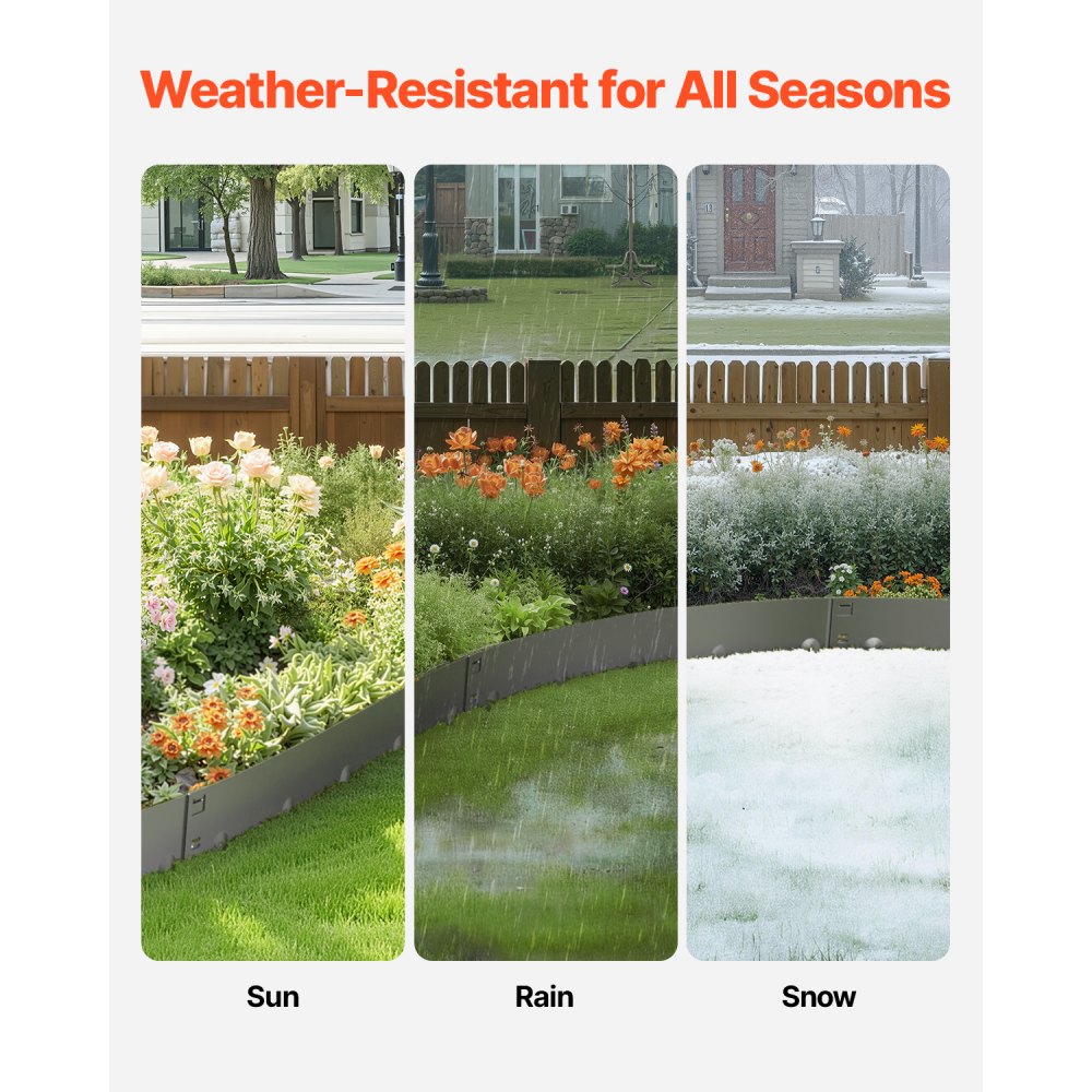 Steel Landscape Edging 5 Packs 39x4in Rust-Resistant Dark Gray Garden Border