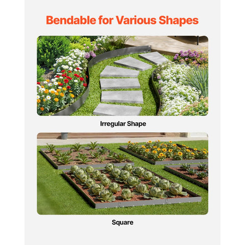 Steel Landscape Edging 5 Packs 39x4in Rust-Resistant Dark Gray Garden Border