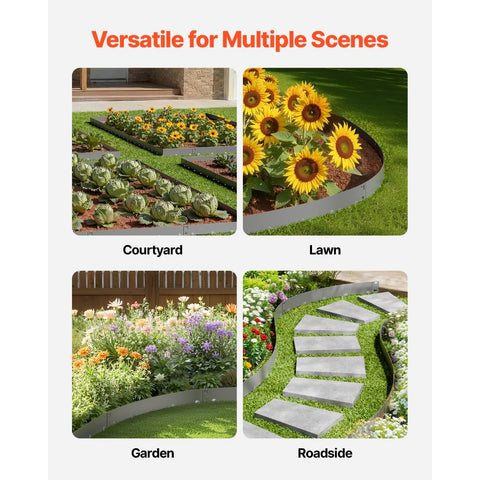 Steel Landscape Edging 5 Packs 39x4in Rust-Resistant Dark Gray Garden Border