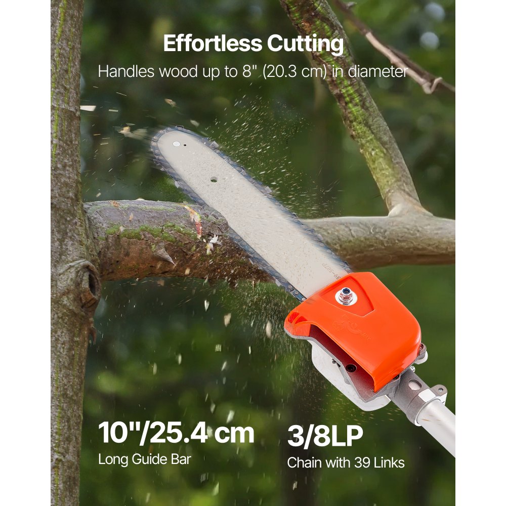 Gas Pole Saw 43CC 2-Stroke Extendable Cordless Tree Trimmer 10 in Cutting Bar
