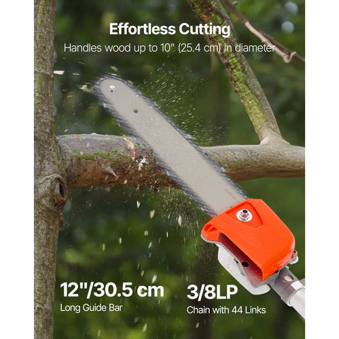 Gas Pole Saw 25cc 2 Stroke Extendable Cordless Tree Trimmer 12in Cutting Bar