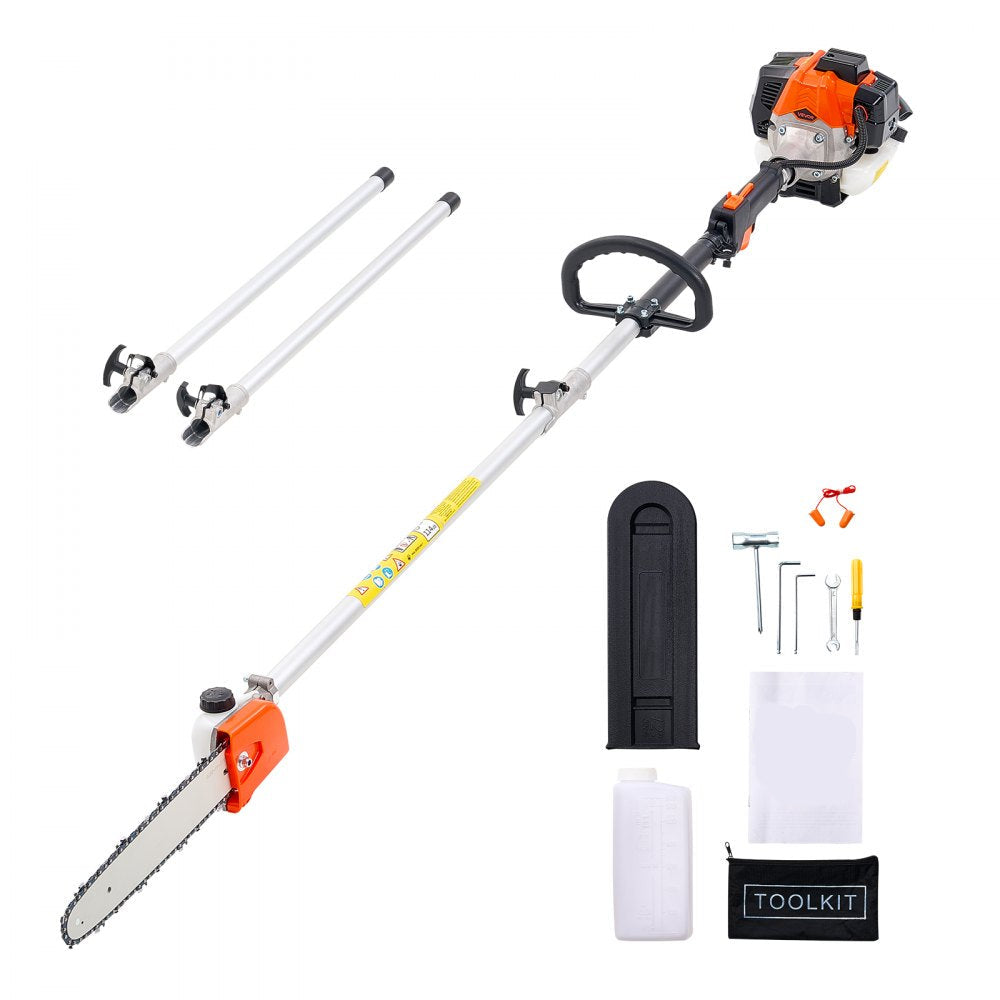 Gas Pole Saw 25cc 2 Stroke Extendable Cordless Tree Trimmer 12in Cutting Bar