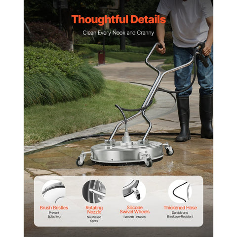 22 Inch Pressure Washer Surface Cleaner 4 Wheel Dual Handle 4500 PSI Power Washer Floor Cleaner Attachment for Driveway Sidewalk Patio Deck