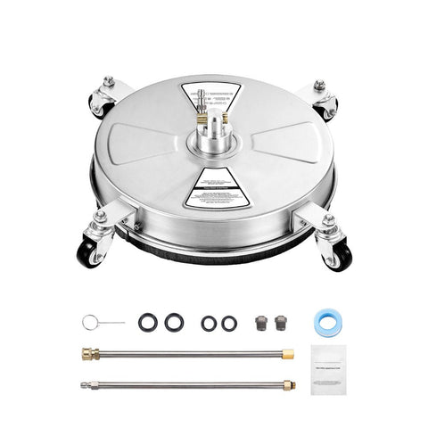 Pressure Washer Surface Cleaner 16.5in 4 Wheels Stainless Steel Max 4000 PSI