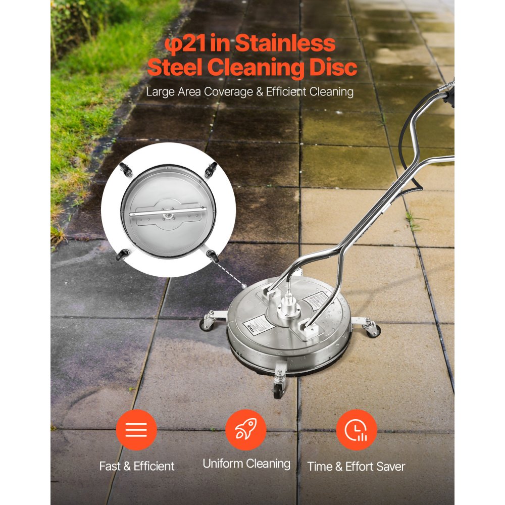 Pressure Washer Surface Cleaner 21in 4 Wheels Dual Handle Max 4000 PSI