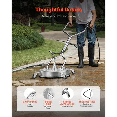 Pressure Washer Surface Cleaner 21in 4 Wheels Dual Handle Max 4000 PSI