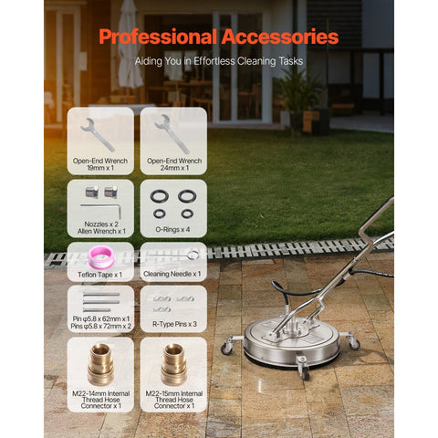 Pressure Washer Surface Cleaner 21in 4 Wheels Dual Handle Max 4000 PSI