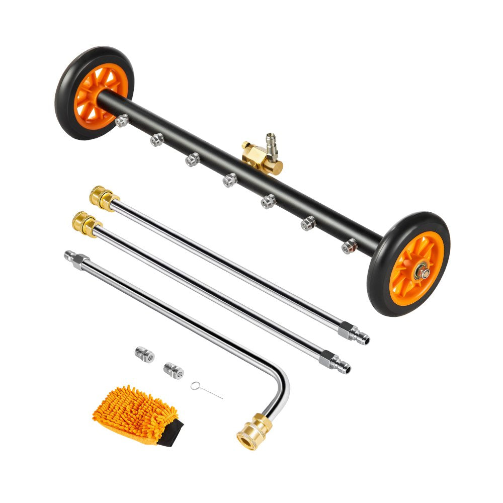 24in Pressure Washer Undercarriage Cleaner with 2 Wheels and 2 Extended Wands
