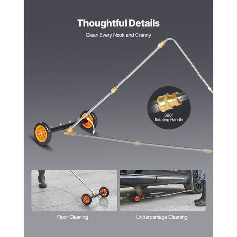 16" Pressure Washer Undercarriage Cleaner, 2 Wheels & 2 Extended Wands