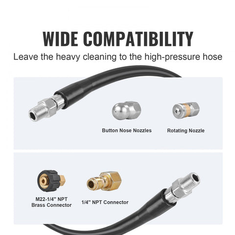 Pressure Washer Hose 100FT 1/4" Kink Free Brass Thread Replacement for Most Pressure Washers 3/4" Bending Radius 4200 PSI Heavy Duty Extension Spray Nozzle