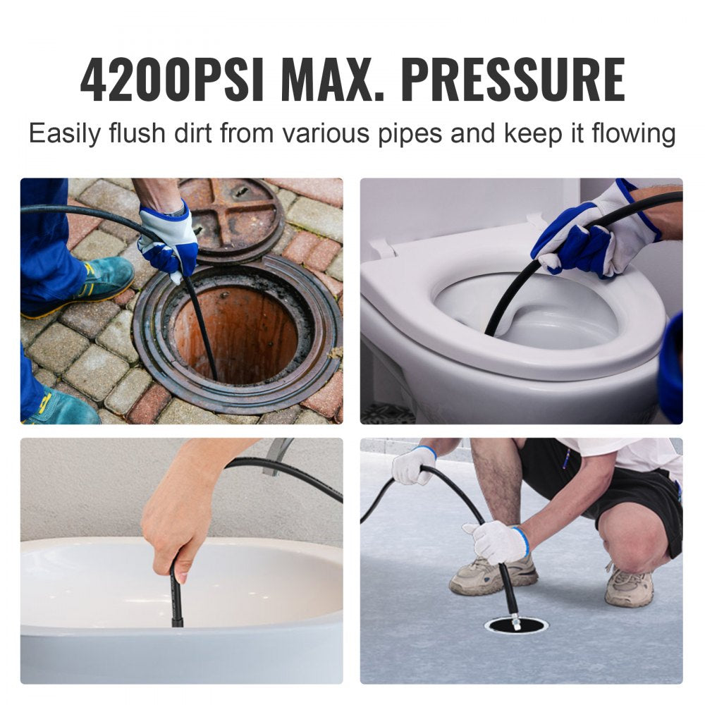 Pressure Washer Hose 100FT 1/4" Kink Free Brass Thread Replacement for Most Pressure Washers 3/4" Bending Radius 4200 PSI Heavy Duty Extension Spray Nozzle