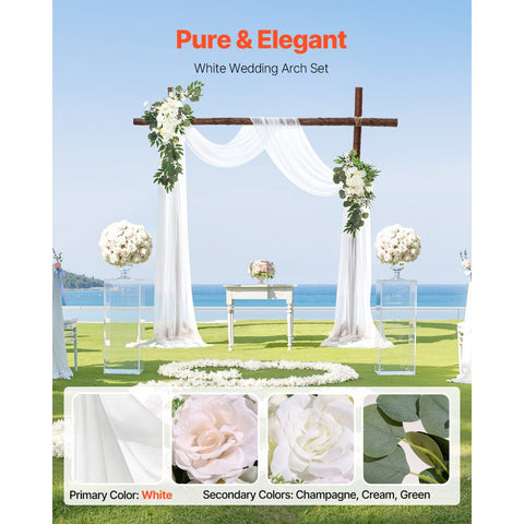 Artificial Wedding Arch Flowers Kit (Pack of 3) with 21Ft Wedding Arch Draping Fabric,Arch Flowers for Wedding Ceremony and Reception Backdrop Wedding Decoration (White)