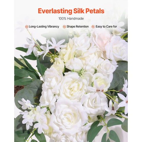 Artificial Wedding Arch Flowers Kit (Pack of 3) with 21Ft Wedding Arch Draping Fabric,Arch Flowers for Wedding Ceremony and Reception Backdrop Wedding Decoration (White)