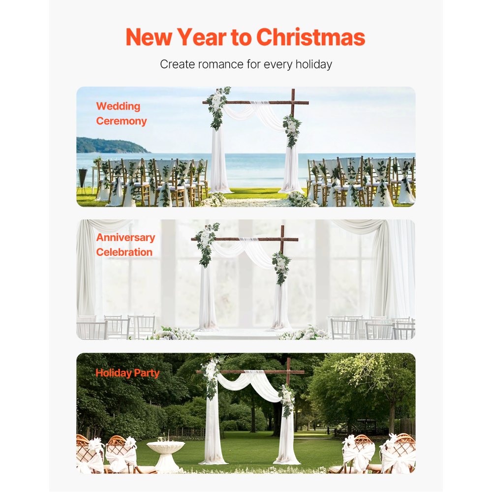 Artificial Wedding Arch Flowers Kit (Pack of 3) with 21Ft Wedding Arch Draping Fabric,Arch Flowers for Wedding Ceremony and Reception Backdrop Wedding Decoration (White)
